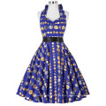 Grace Karin Halter Algodão Joelho Comprimento Vintage Retro 50s Pinup Swing Vestido CL6292-11 #